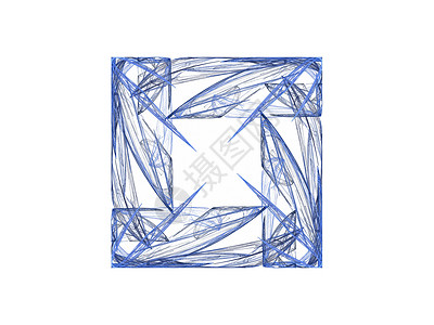 3D 以平方形形式与蓝色抽象分形相交背景图片