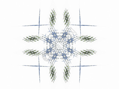 带有灰色花纹的抽象分形蓝色渲染插图雪花单元正方形样本白色背景图片