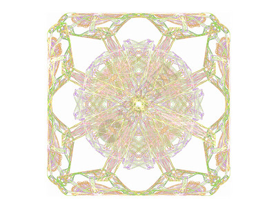 具有多彩花纹的抽象分形插图白色渲染粉色绿色正方形样本背景图片