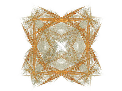 带有橙色图案的抽象分形正方形渲染编织样本插图白色背景图片