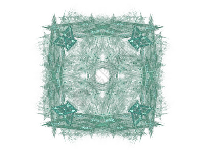 带有绿色图案的抽象分形渲染天鹅绒插图样本正方形白色单元背景图片