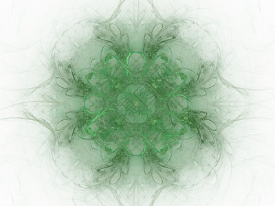 分形图案带有绿色图案的抽象分形白色创造力插图渲染艺术样本背景