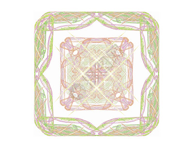 具有多彩花纹的抽象分形正方形绿色白色插图渲染样本粉色背景图片