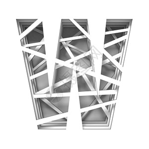 剪纸字体字母 W 3风格阴影设计收藏广告创造力线条元素图案白色背景图片