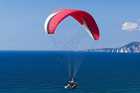 降落伞素材蓝云天空滑翔云景航空闲暇活动旅行跳伞鸟瞰图体育冒险海景背景