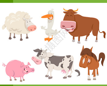 西古德森一套农场动物漫画角色集插画