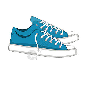特步运动鞋时尚女人的鞋子士力架隔离在惠特运动鞋衣服插图打印蓝色白色鞋类青少年运动蕾丝插画