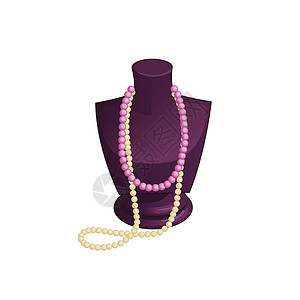 紫色宝石项链以带珠子的女性半身像的形式展示 孤立在惠特设计图片