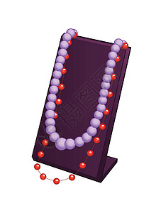 紫色宝石项链带珠子的展柜 孤立在惠特设计图片