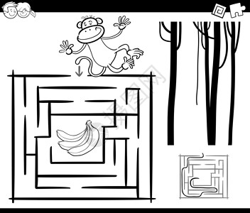 迷宫与猴子彩页背景图片