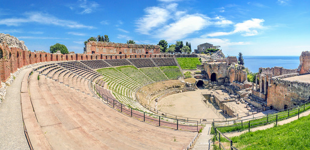西西里Taormina古希腊剧院高清图片