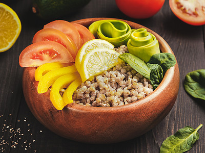 植物布丁碗种子彩虹桌子早餐蔬菜沙拉小吃排毒胡椒营养背景图片