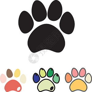 猫或狗爪套装 猫和狗爪图标松鼠界面老虎用户电脑艺术小狗痕迹打印爪子插画