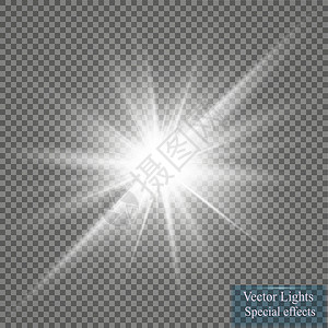 暴击发光效果 在透明背景上闪闪发光的星暴 矢量图光束射线闪光天空星星褪色艺术插图强光阳光设计图片