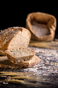 面包饼拓荒者黑色食物产品粮食工匠面粉背景图片