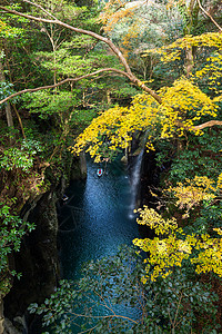 日本秋天高原峡谷背景图片