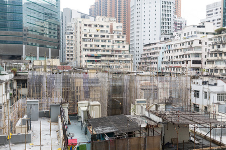 香港旧大楼市中心贫困经济衰退街道公寓住宅生活栖息地贫民窟建筑学家高清图片素材