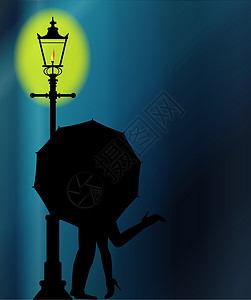 街上路灯在黑暗中亲吻路灯男生浸泡艺术灯光绘画青少年女士插图艺术品背景
