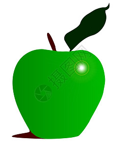 尼斯绿色苹果叶子绘画插图艺术艺术品水果饮食背景图片