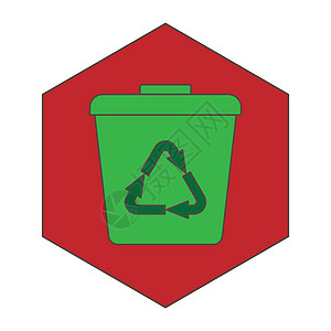 金属类垃圾图标线稿平面色垃圾桶图标设计图片