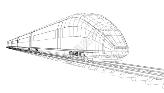 现代高速列车剪影引擎创新3d多边形旅行铁路运输海报火车速度设计图片