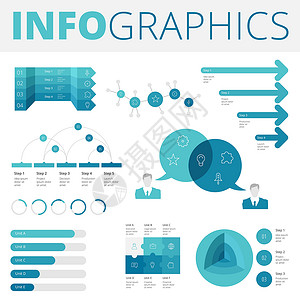 企业的信息图表设计元素插图商业白色金融收藏平面数据社会技术蓝色背景图片