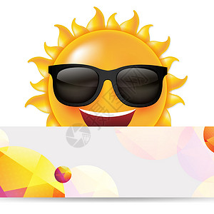 太阳与班纳标识太阳镜折扣折纸市场横幅射线帆布店铺标签背景图片