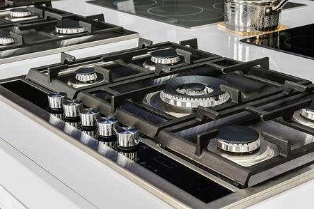 品牌新燃气炉托盘炊具器具黑色气体烹饪焦点厨房力量零售背景图片