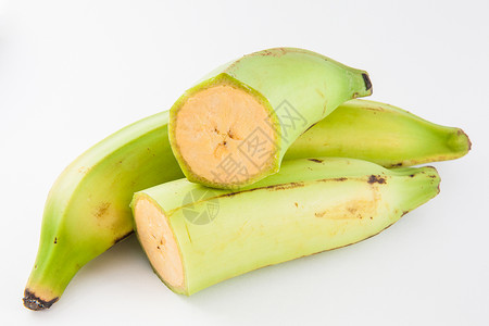 车前草或绿色香蕉 在白色中分离芭蕉蔬菜农业食物黄色维生素工作室天堂营养烹饪背景图片