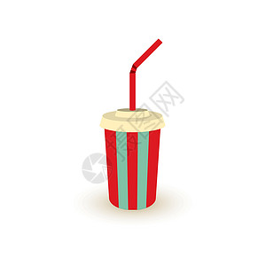 塑料纸盒塑料苏打水加稻草食物插图网络茶点流行音乐咖啡店苏打纸盒果汁可乐插画