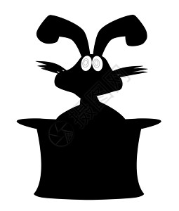 魔法兔子帽子诡计棍棒艺术卡通片插图绘画艺术品背景图片