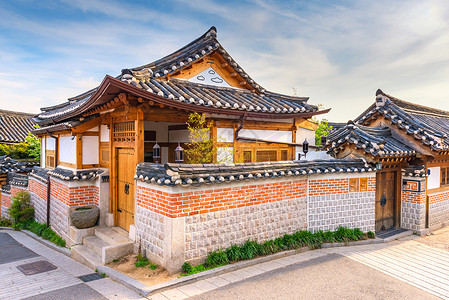 韩国首尔村建筑城市村庄旅行房子背景图片