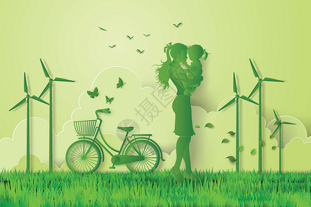妈妈骑自行车生态与家庭的概念工艺创造力生物学环境自行车公园生物妈妈回收建筑设计图片