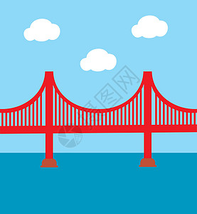 西堠门大桥金门大桥白色地标建筑城市艺术旅行天空建筑学商业卡通片插画