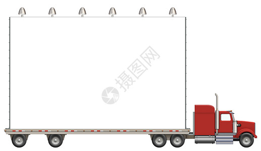 广告牌货物卡车空白平板车横幅营销钻机广告船运商业背景图片