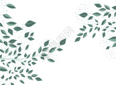 绿色树叶子嫩芽背景与绿色假期墙纸生长花园环境公园生态叶子艺术横幅小册子插画