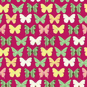 无缝模式与多彩可爱的蝴蝶背景图片
