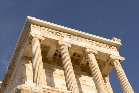 雅典那尼基之神庙考古学柱子天空地标文化建筑废墟纪念碑历史文明背景图片