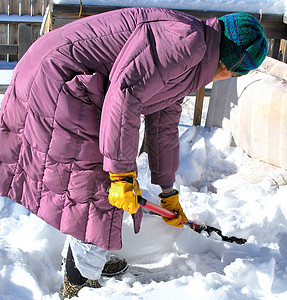 冬季雪露台成人甲板季节女性背景图片