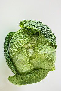 白色背景上的沙维白菜卷心菜叶子季节绿色食物蔬菜高清图片
