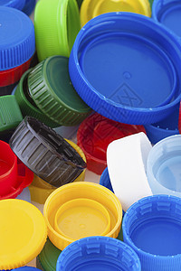 彩色塑料盖回收塑料垃圾背景图片