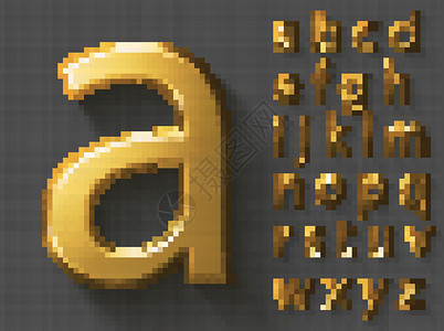 金色奢侈3D字母表 小写英文字母背景图片