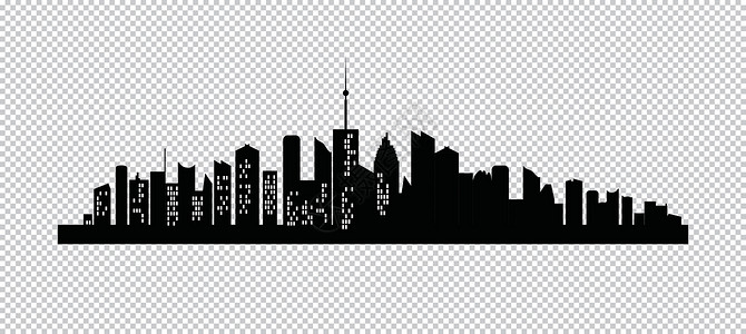 黑色背景城市一组矢量城市剪影网站摩天大楼艺术建筑物窗户建造首都景观白色卡通片插画
