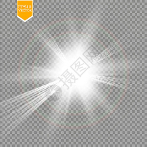 太阳耀斑发光效果 在透明背景上闪闪发光的星暴 矢量图闪光太阳褪色耀斑星星辐射强光艺术射线透明度设计图片