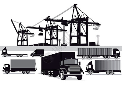 招商代理货运集装箱运输转运服务输送空运逻辑代理全世界船运信使送货包装插画