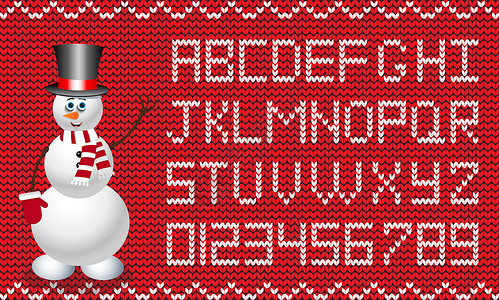 公司新年寄语圣诞编织脚本 有雪人 以串状的性格插画