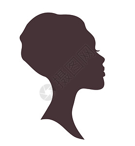 年轻女性头部与时尚的非洲国家首脑会合插画