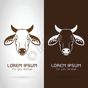 牛头肉白色背景和棕色背面牛头设计矢量插画