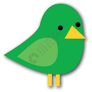 绿鸟插图栖息黄色绿色荒野黑色背景图片