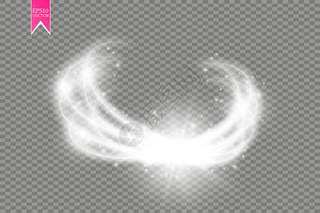 金环小镇以透明的后脑膜隔离的魔法圆圈 光线闪烁 矢量发光环带有颗粒旋转活力金子痕迹透明度漩涡魅力戒指火花辉光插画